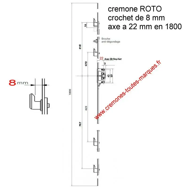 axe 22 en 1800 crochet de 8